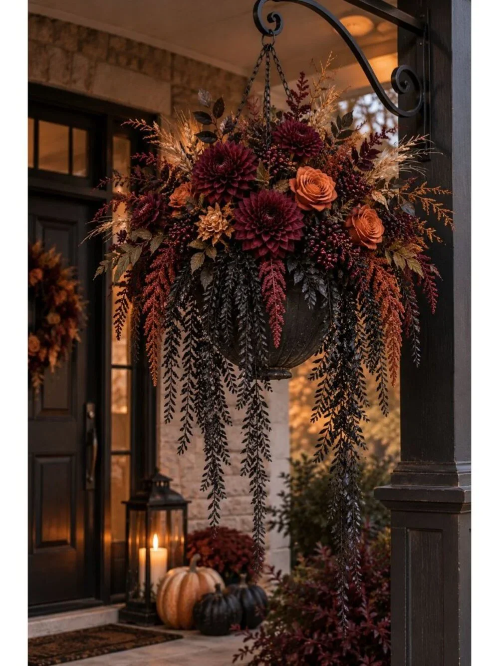 Black Hanging Vine 10 Stem Gothic Halloween Greenery 28 Inch Faux Trailing Plant